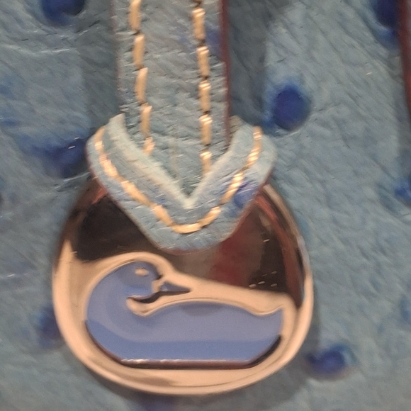 EUC Dooney & Bourke Teal Ostrich Leather 2-Way Medium Top Handle Satchel OS - Picture 3 of 16